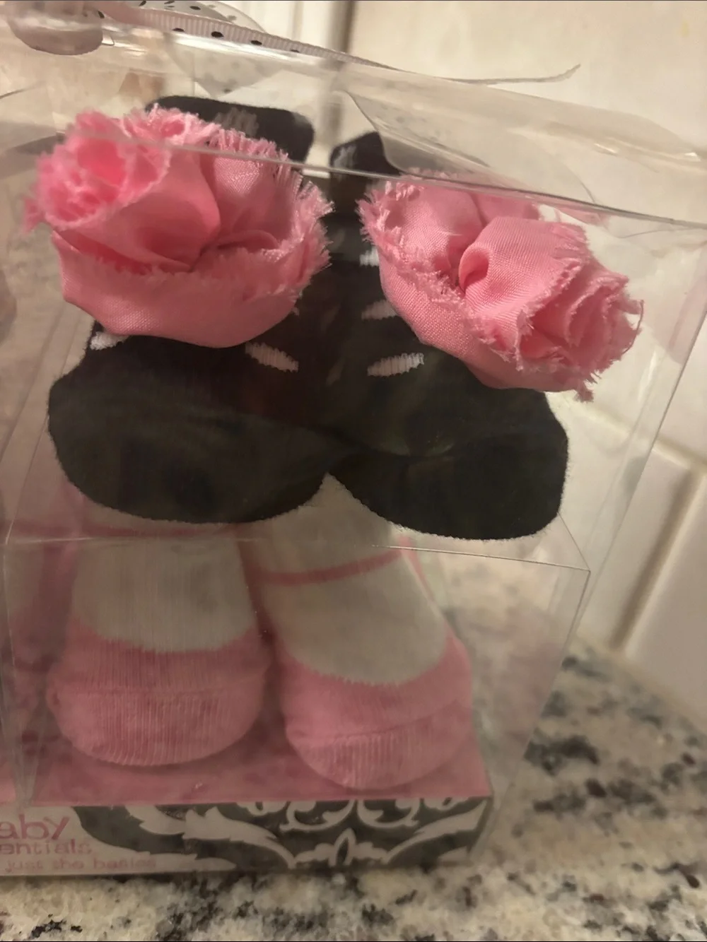 Pink and Black Girls 4-Pair Sock & Bootie Gift Set 0-6 mo.